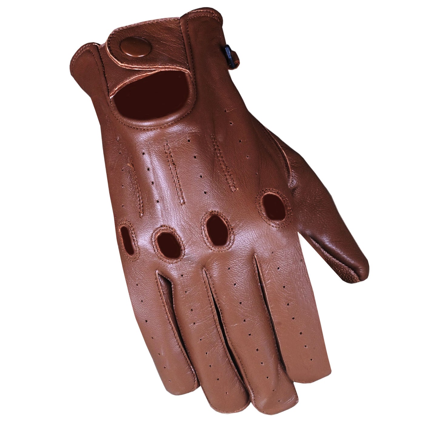 Men's Transporter Genuine Soft Lambskin Aniline Leather Driving Gloves Brown