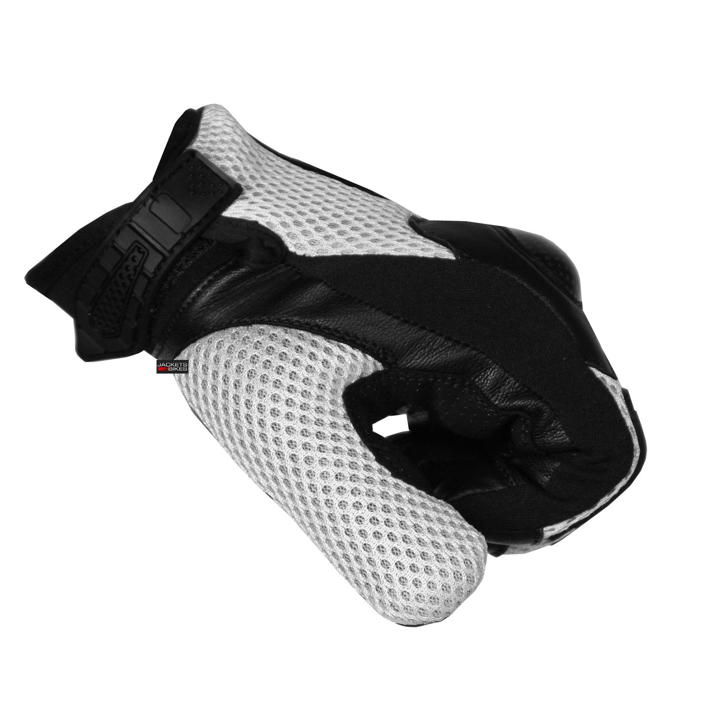 New Men Short Motorcycle Leather Mesh Gloves White Carbon Fiber