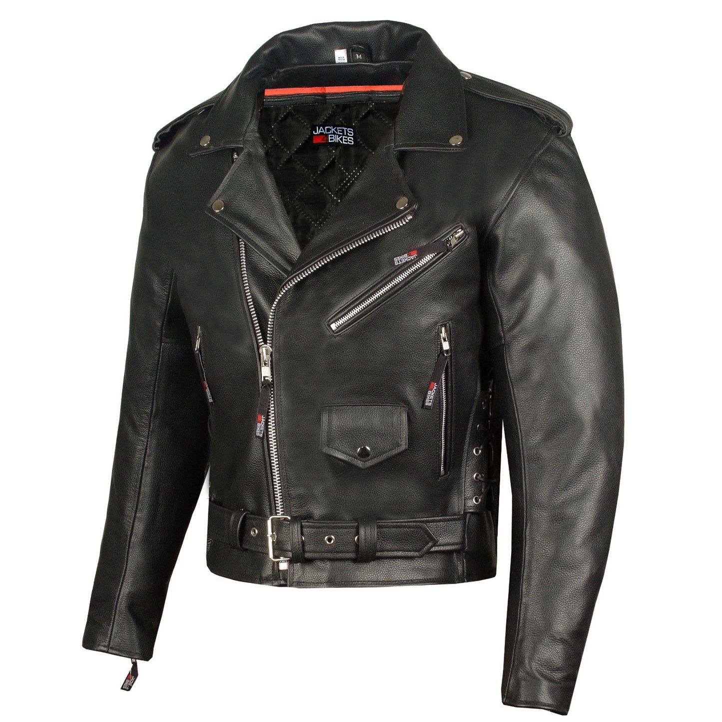 Men's ICONIC Motorcycle Premium Leather Classic Side Lace Biker Jacket