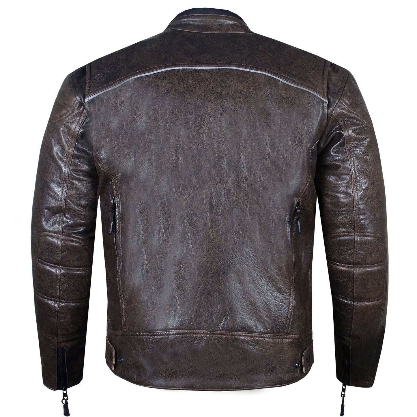 Men's Vintage Distress Brown Leather Cafe Racer Motorcycle Biker Jacket