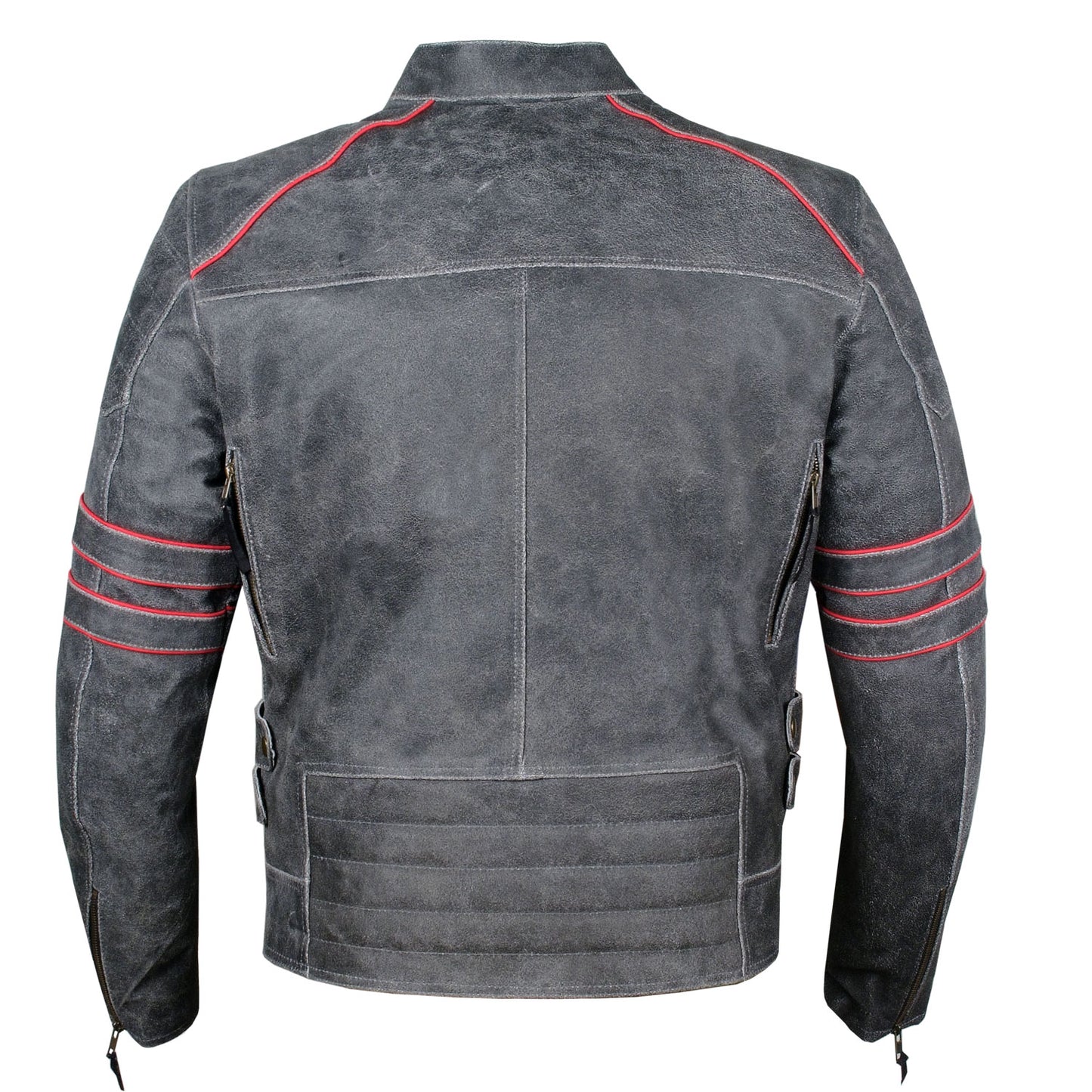 Men's Brotherhood Classic Leather Motorcycle Distressed Armor Biker Jacket