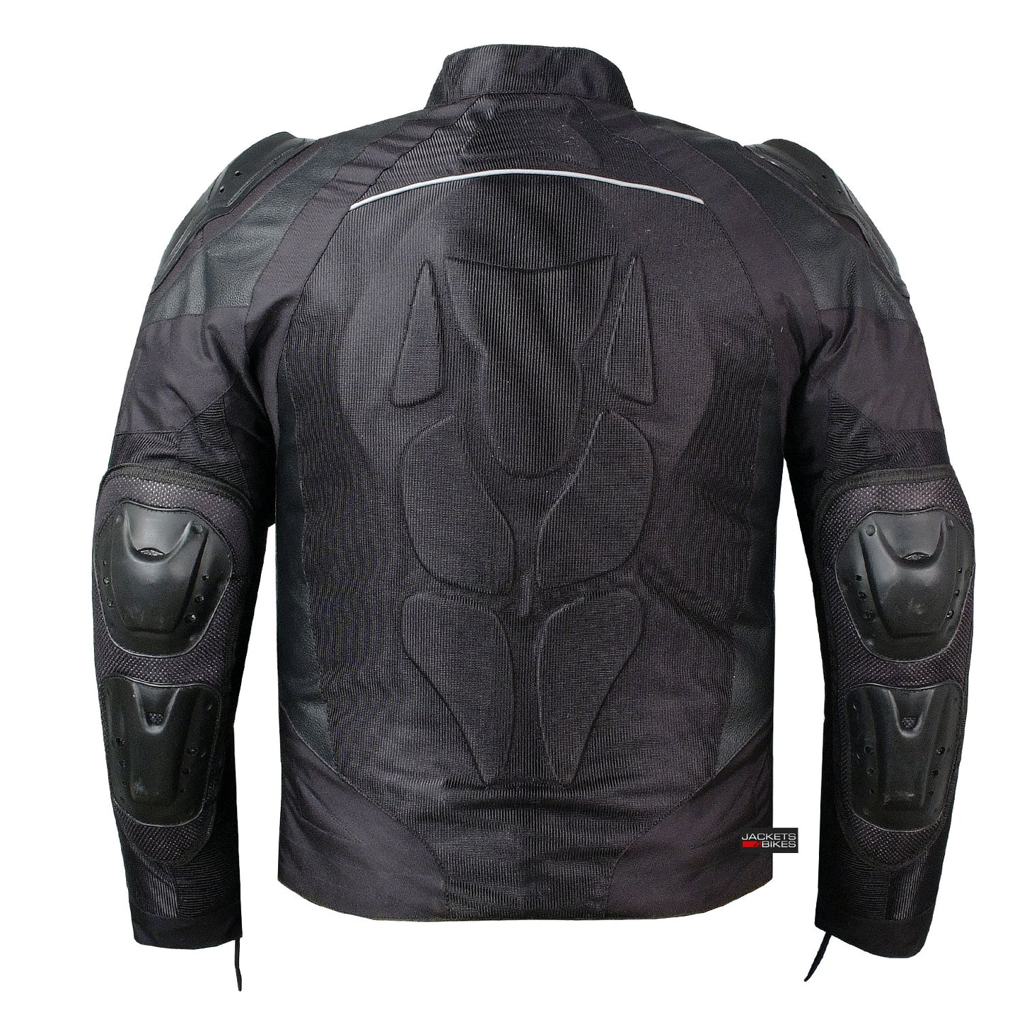 PRO LEATHER & MESH MOTORCYCLE WATERPROOF JACKET BLACK WITH EXTERNAL ARMOR