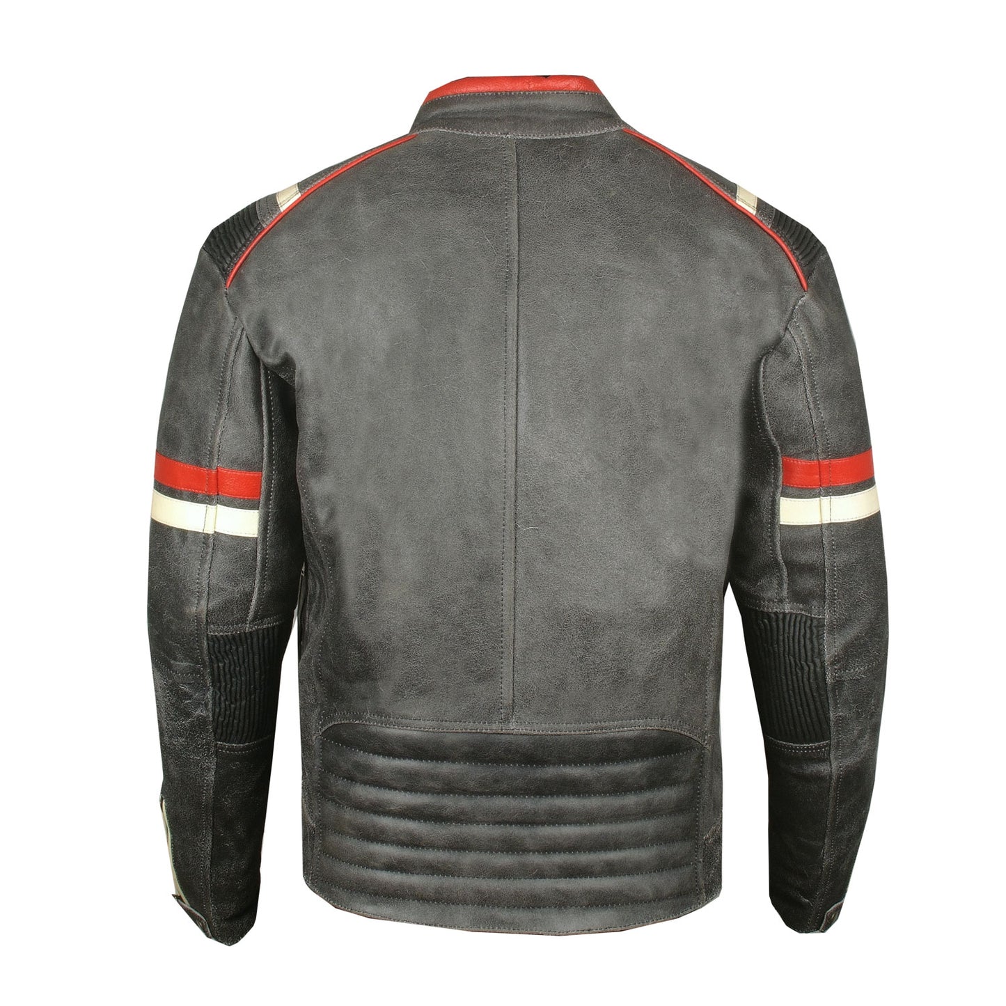 Men's Vintage Cafe Racer Motorcycle Distressed Leather Armor Biker Jacket