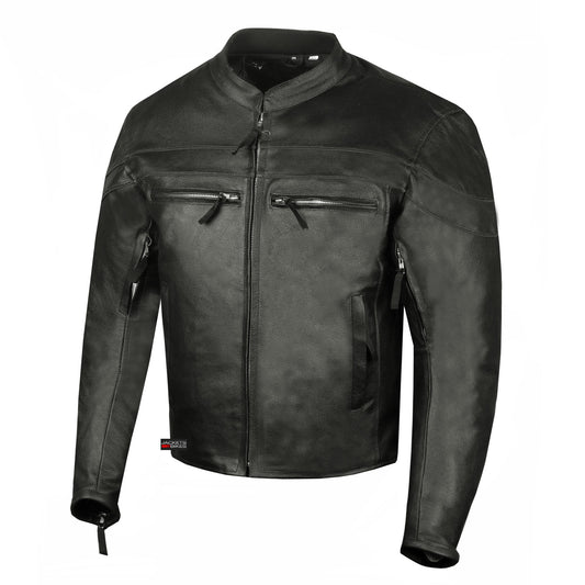 Men's Throttle Motorcycle Ventilated Street Cruiser Armor Biker Black Jacket