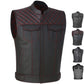 SOA Men's Leather Motorcycle Concealed Gun Pockets Biker Club Vest Paisley Red