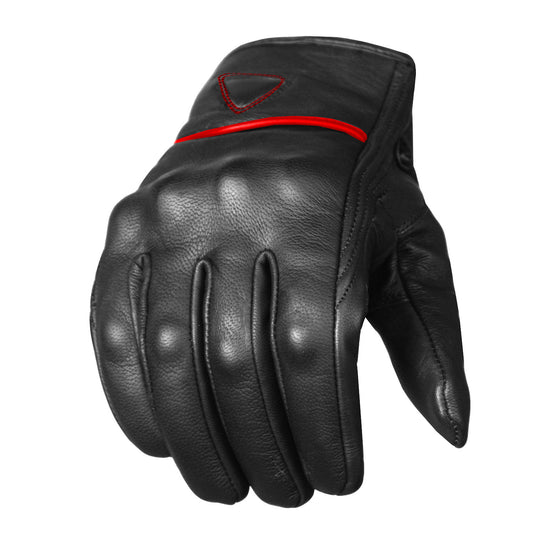 Men's Premium Leather Street Motorcycle Protective Cruiser Biker Gel Gloves BlackRed