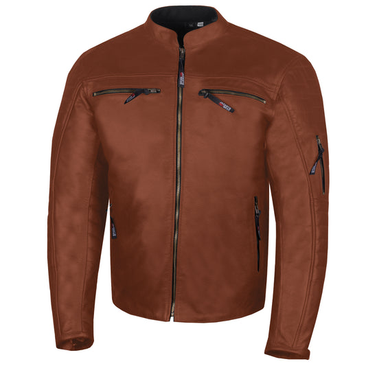 Men's REVOLT Natural Premium Buffalo Leather Motorcycle Jacket Tan