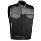 SOA Men's Club Vest Leather and Denim Motorcycle Gun Pockets Armor Biker
