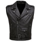 Men's Classic Leather Motorcycle Biker Concealed Carry Vintage Vest Black