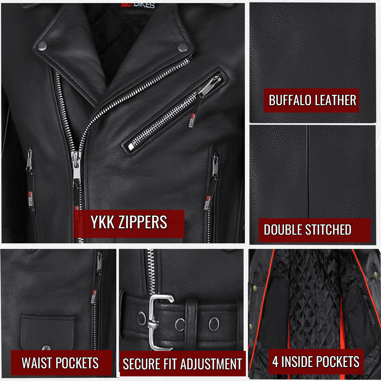 Men's ICONIC Motorcycle Premium Leather Classic Side Lace Biker Jacket