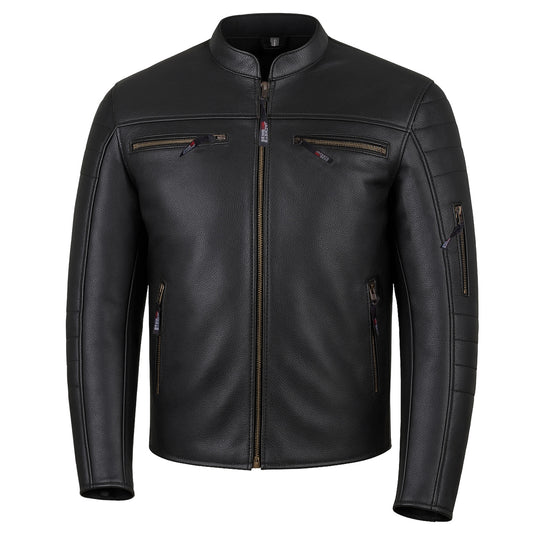 Men's REVOLT Natural Premium Buffalo Leather Motorcycle Jacket