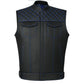 SOA Men's Leather Motorcycle Concealed Gun Pockets Biker Club Vest Paisley Blue