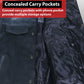 SOA Men's Leather Motorcycle Concealed Gun Pockets Biker Club Vest w/Armor Crocodile Black