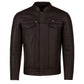 Men's Commuter Premium Natural Buffalo Armor Motorcycle Leather Biker Jacket Brown