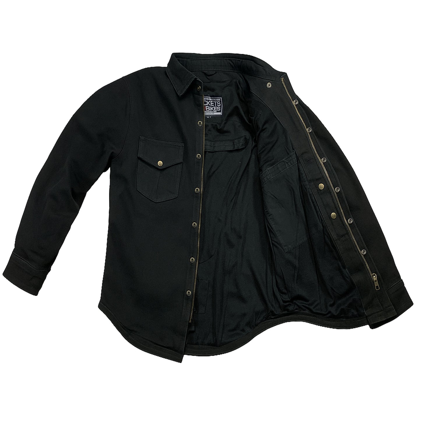 Jackets 4 Bikes PERFORMER Armored Motorcycle Flannel Shirt for Men – CE Armor, Hidden Utility Pockets Ventilated Black