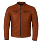 Men's REVOLT Natural Premium Buffalo Leather Motorcycle Jacket Tan