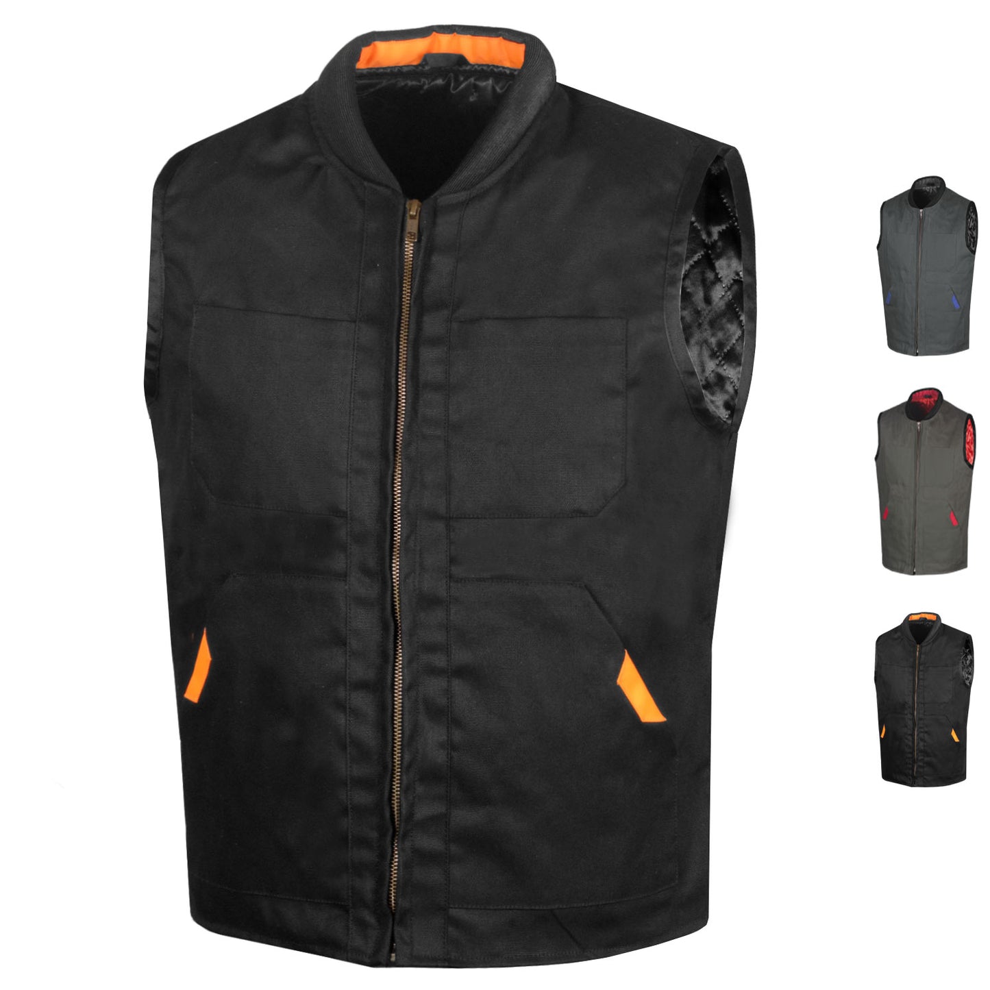 Jackets 4 Bikes Men's Dual Holsters Rugged Vest Concealed Carry Inside Pockets For Hunting Fishing Motorcycle and Outdoors Black