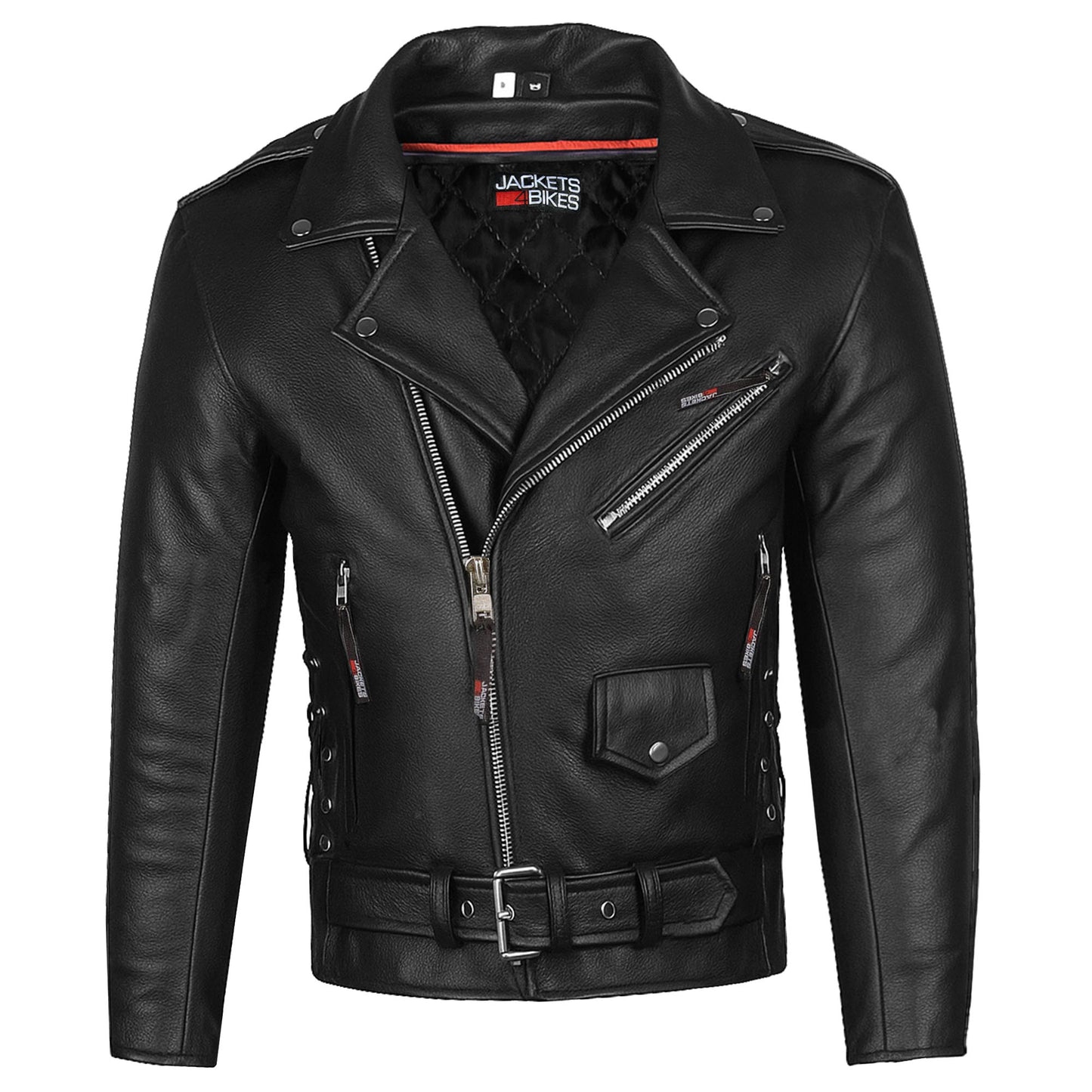 Men's ICONIC Motorcycle Premium Leather Classic Side Lace Biker Jacket