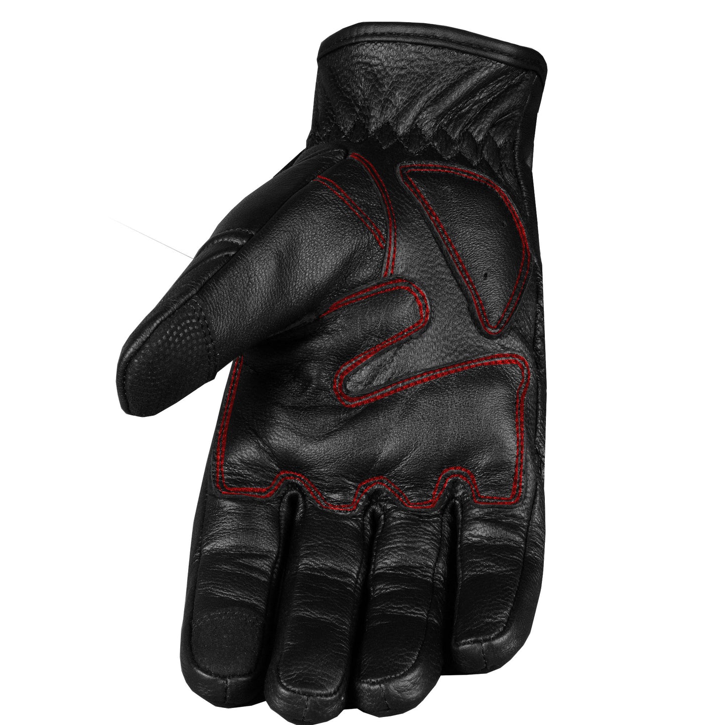 New Vintage Mens Leather Cruiser Protective Motorcycle Riding Racing Gloves BlackRed