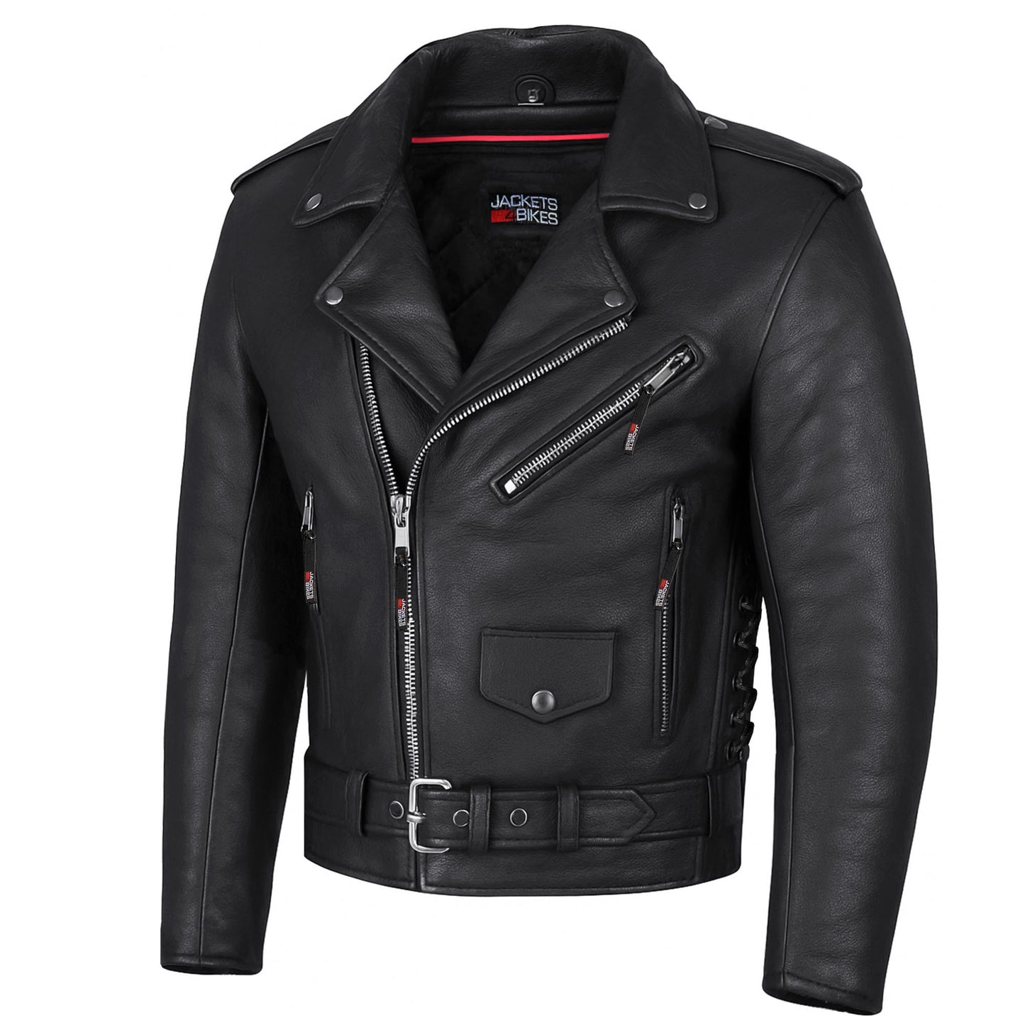 Men's ICONIC Motorcycle Premium Leather Classic Side Lace Biker Jacket