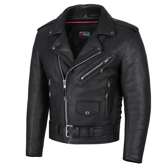 Men's ICONIC Motorcycle Premium Leather Classic Side Lace Biker Jacket