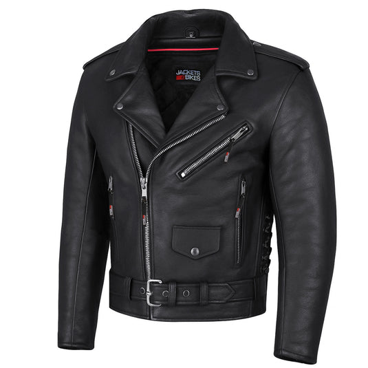 Men's ICONIC Motorcycle Premium Leather Classic Side Lace Biker Jacket