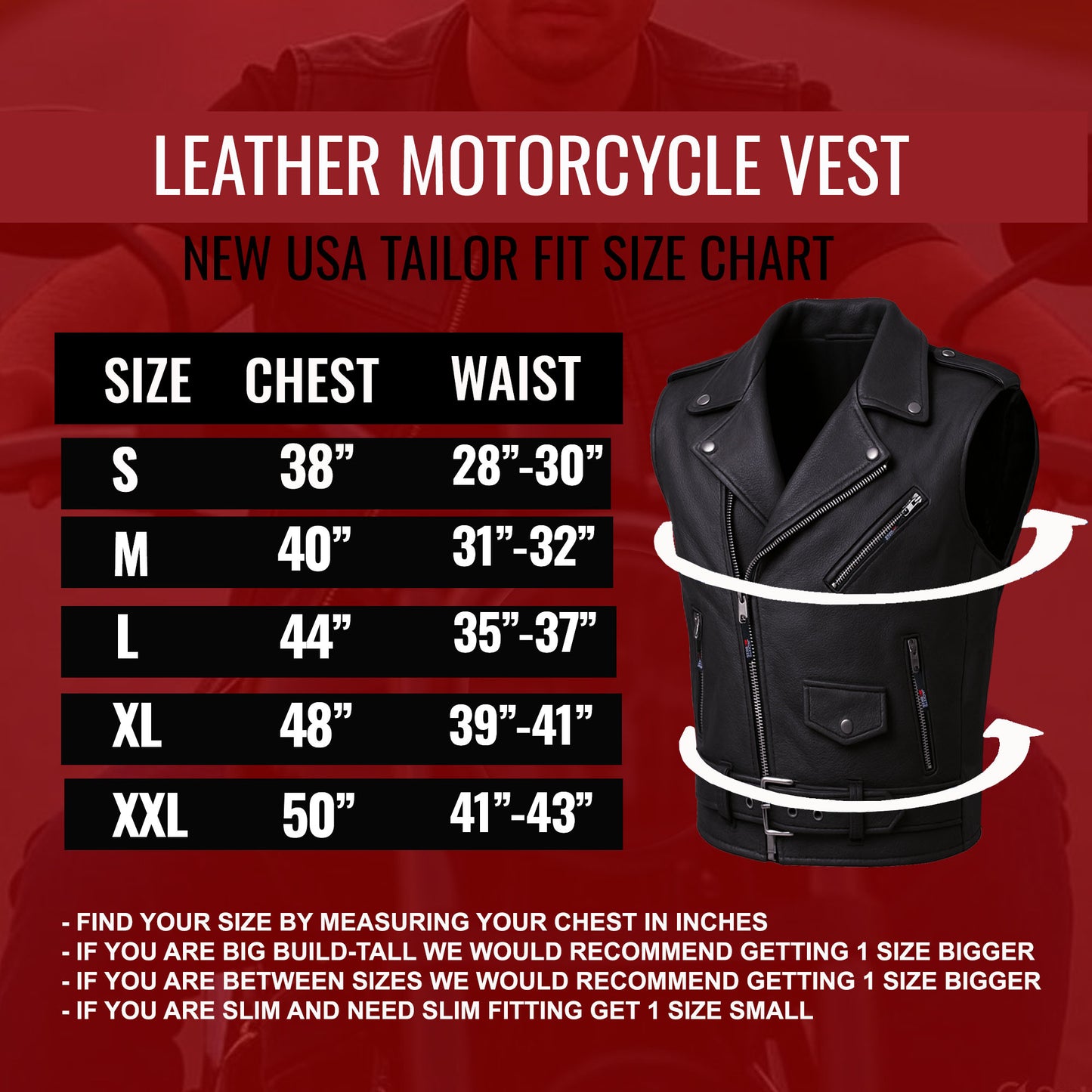 Men's Classic Leather Motorcycle Biker Concealed Carry Vintage Vest Black