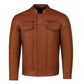 Men's Commuter Premium Natural Buffalo Armor Motorcycle Leather Biker Jacket Tan