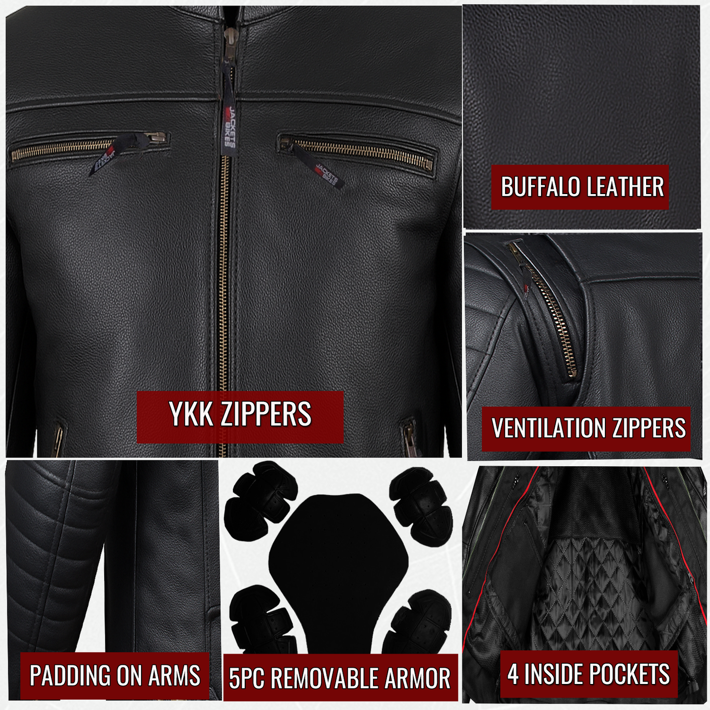 Men's REVOLT Natural Premium Buffalo Leather Motorcycle Jacket