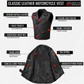 Men's Classic Leather Motorcycle Biker Concealed Carry Vintage Vest Black