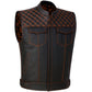 SOA Men's Leather Motorcycle Concealed Gun Pockets Biker Club Vest Paisley Orange