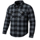 Jackets 4 Bikes PERFORMER Armored Motorcycle Flannel Shirt for Men – CE Armor, Hidden Utility Pockets Ventilated Flannel Gray