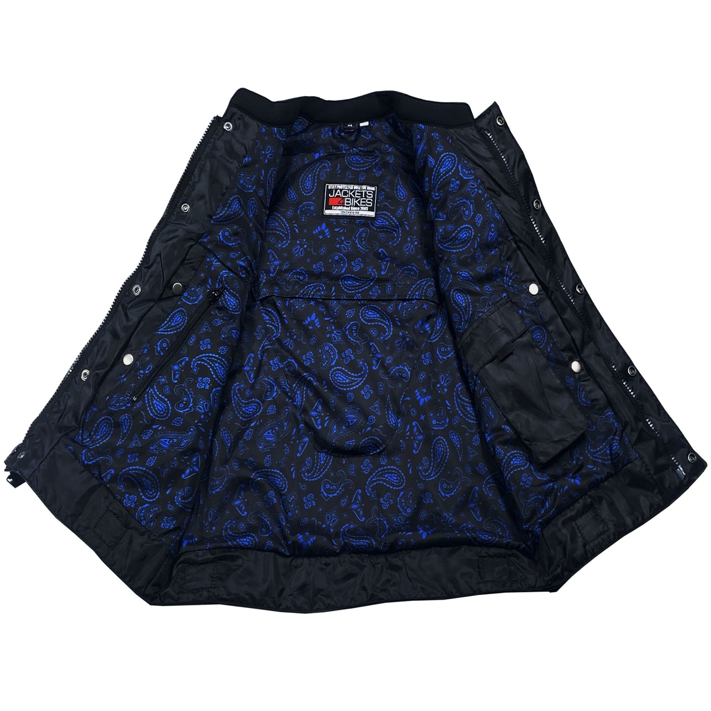 SOA Men's Leather Motorcycle Concealed Gun Pockets Biker Club Vest Paisley Blue