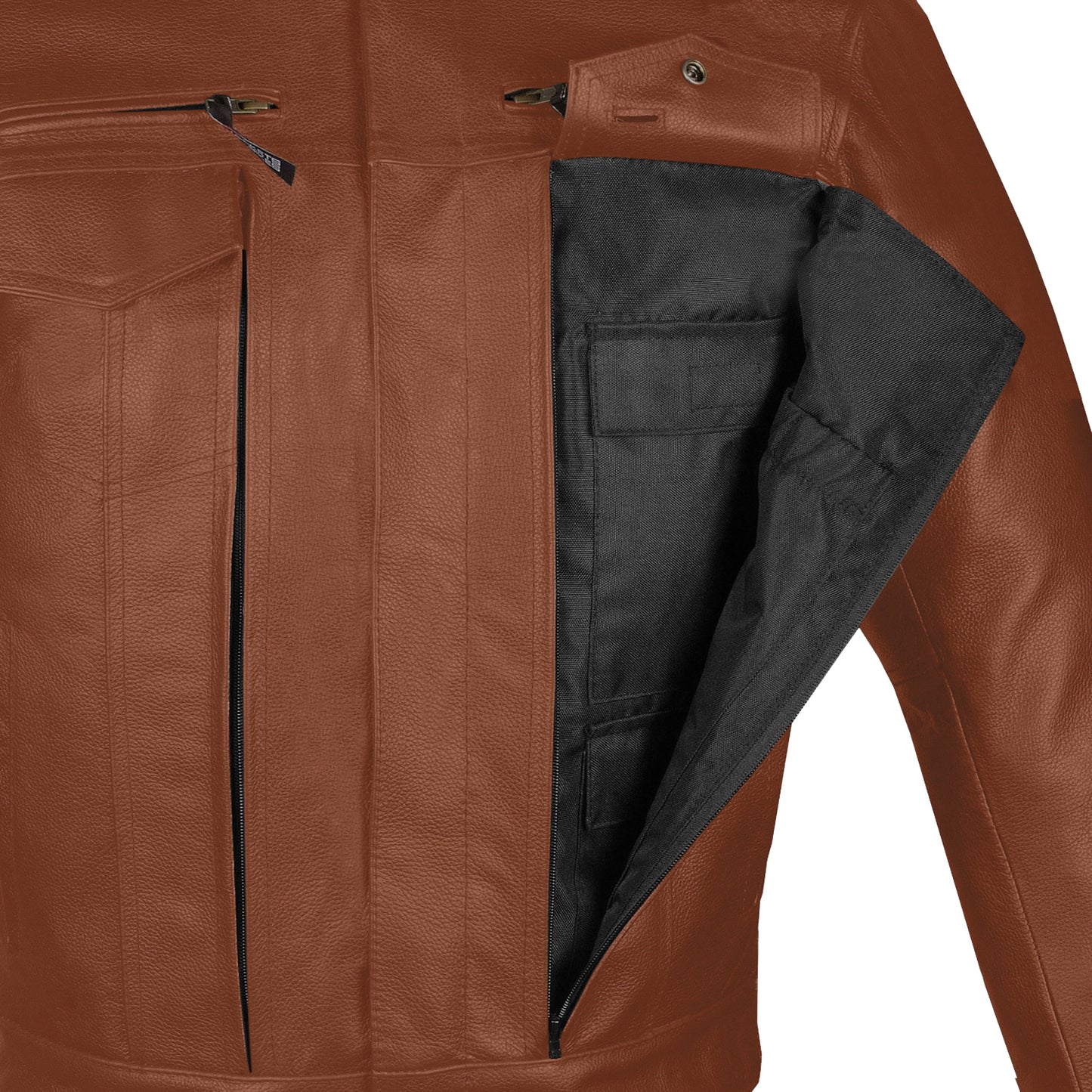 Men's Commuter Premium Natural Buffalo Armor Motorcycle Leather Biker Jacket Tan
