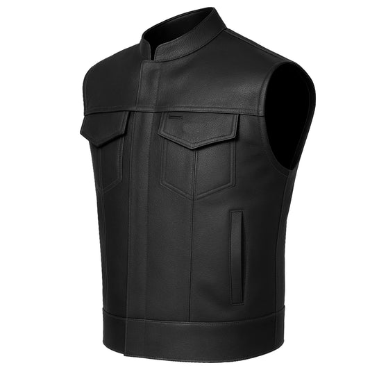 SOA Men's Leather Vest Anarchy Motorcycle Biker Club Concealed Carry Outlaws