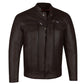 Men's Commuter Premium Natural Buffalo Armor Motorcycle Leather Biker Jacket Brown