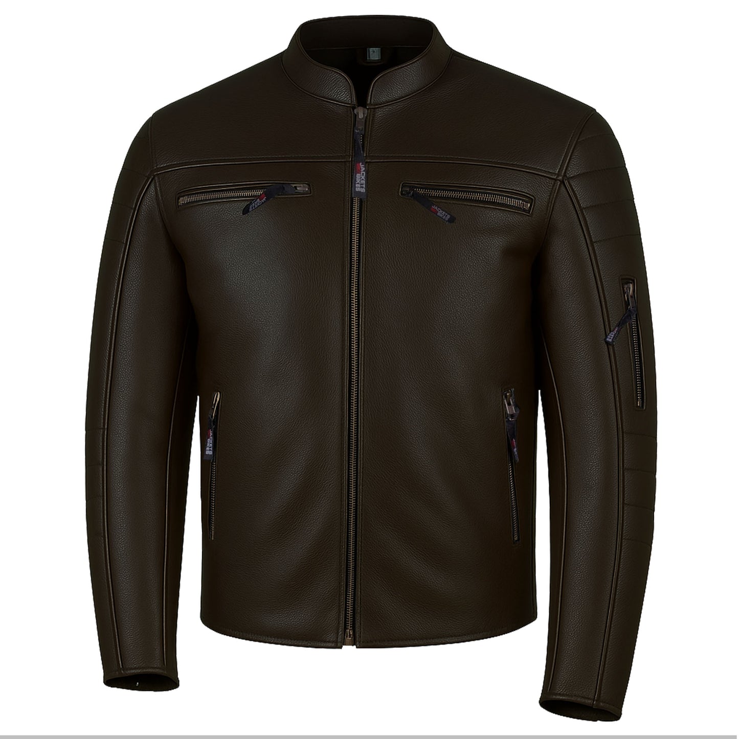 Men's REVOLT Natural Premium Buffalo Leather Motorcycle Jacket Brown