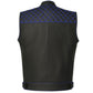 SOA Men's Leather Motorcycle Concealed Gun Pockets Biker Club Vest Paisley Blue