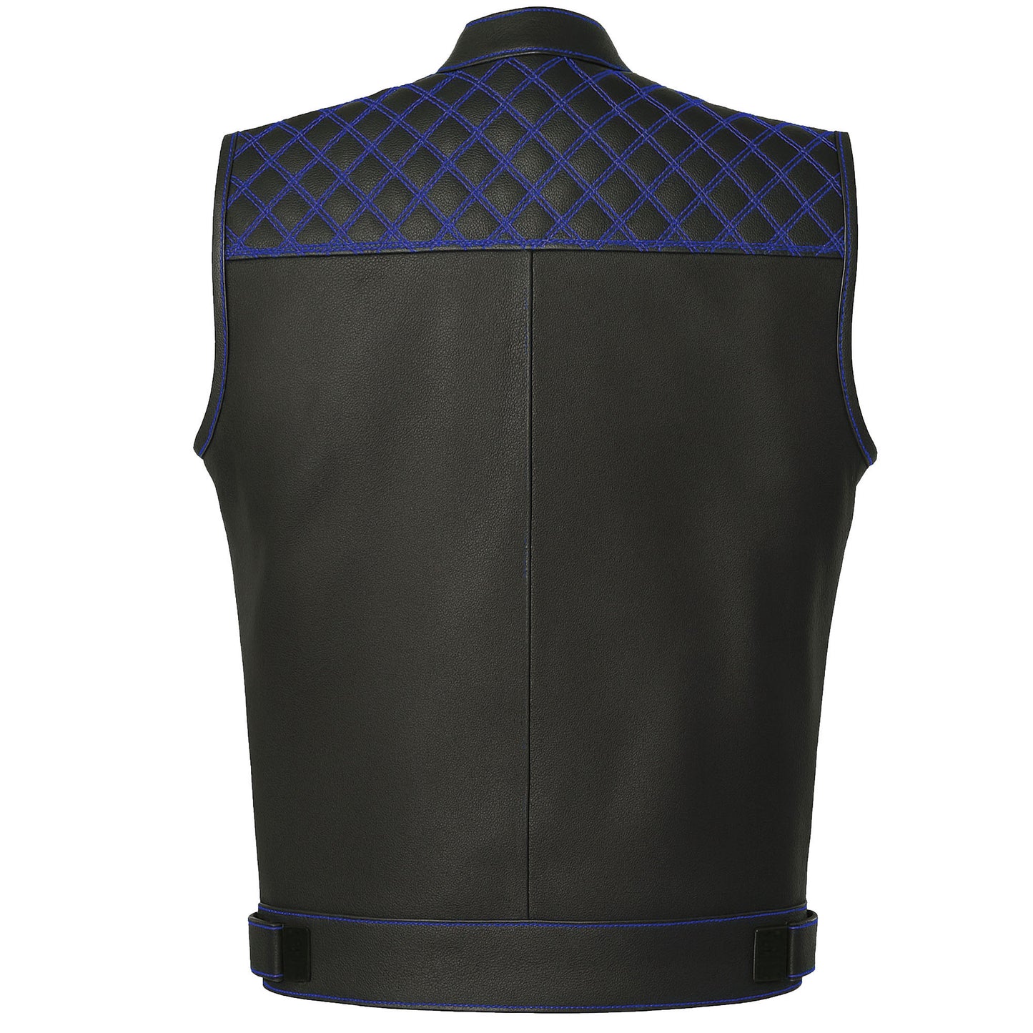 SOA Men's Leather Motorcycle Concealed Gun Pockets Biker Club Vest Paisley Blue