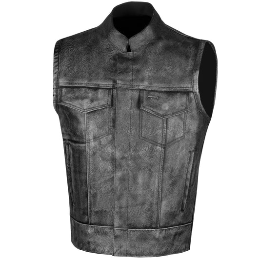 SOA Men's Leather Vest Anarchy Motorcycle Biker Club Concealed Carry Outlaws Vintage