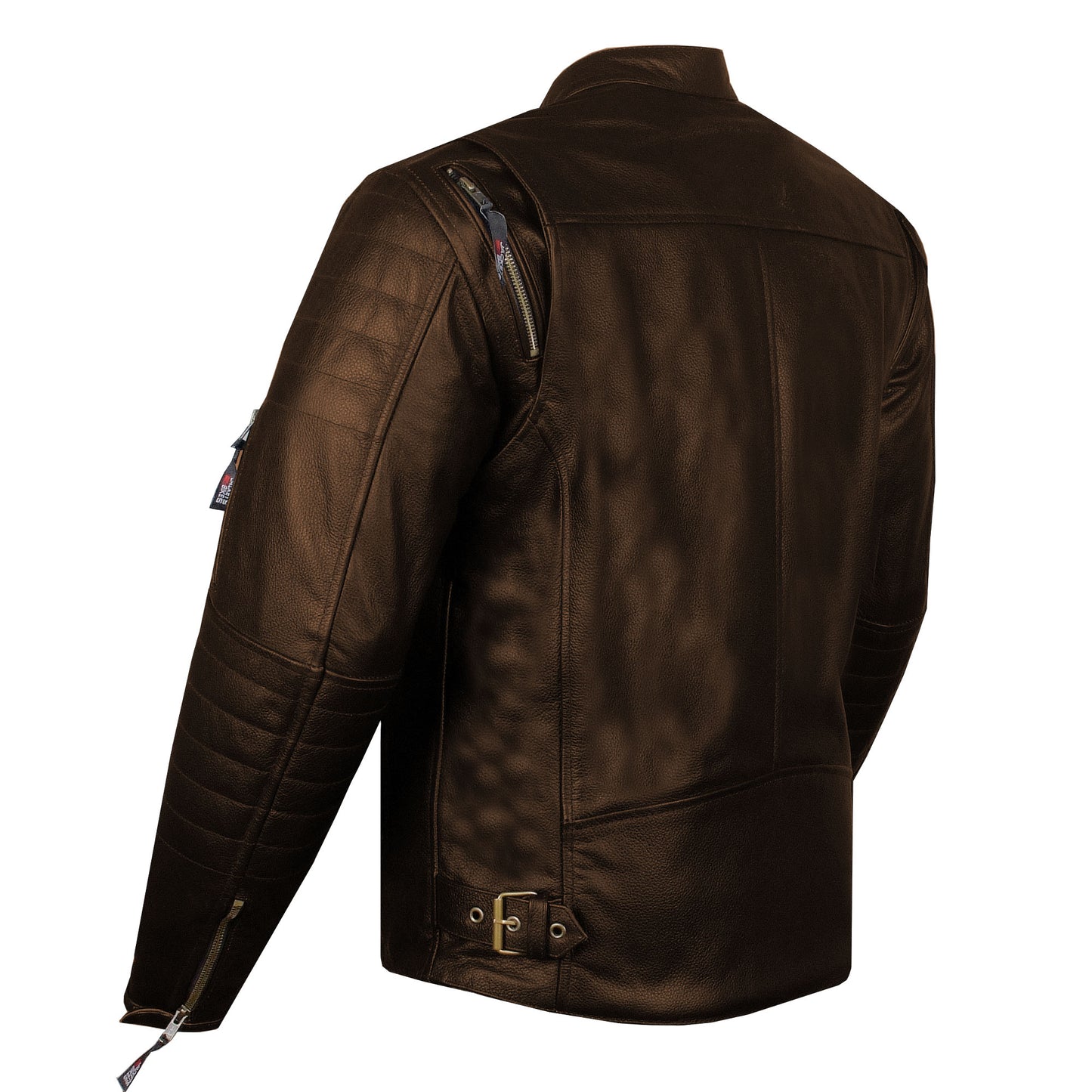 Men's REVOLT Natural Premium Buffalo Leather Motorcycle Jacket Brown