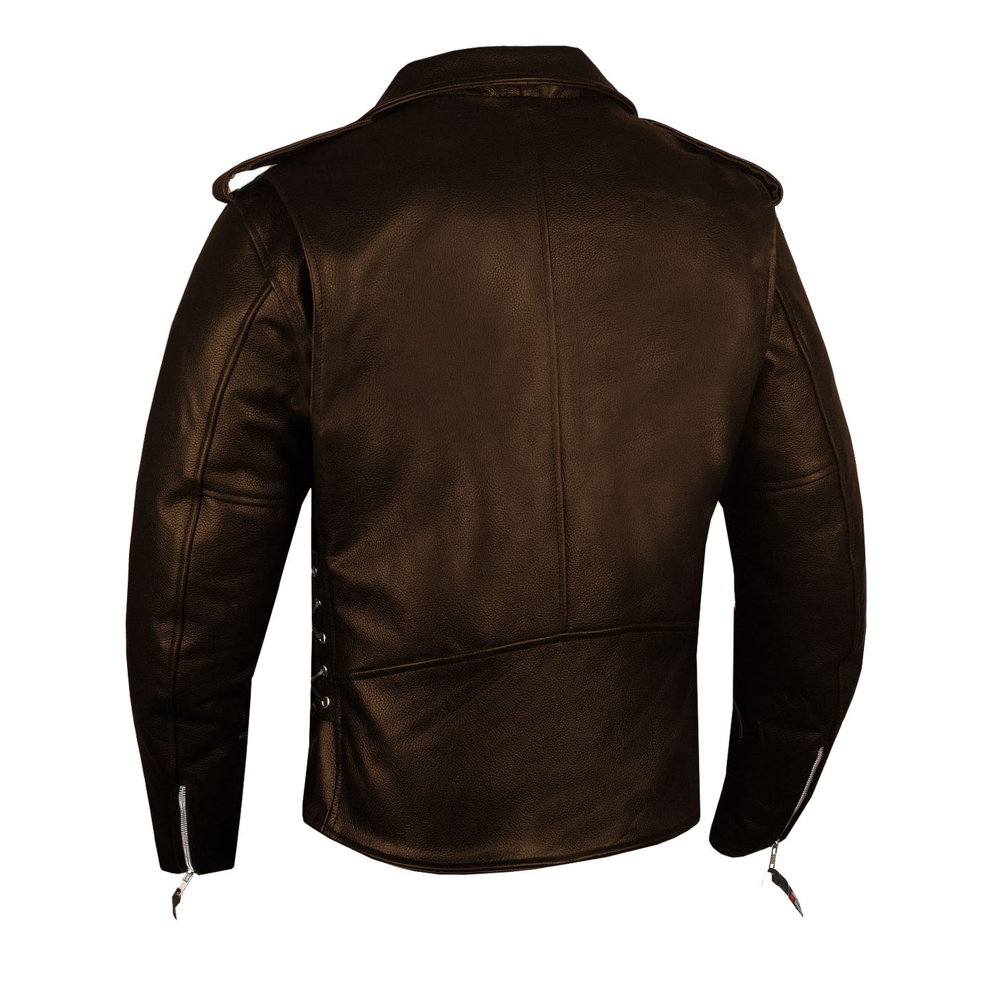 Men's ICONIC Motorcycle Premium Leather Classic Side Lace Biker Jacket Brown