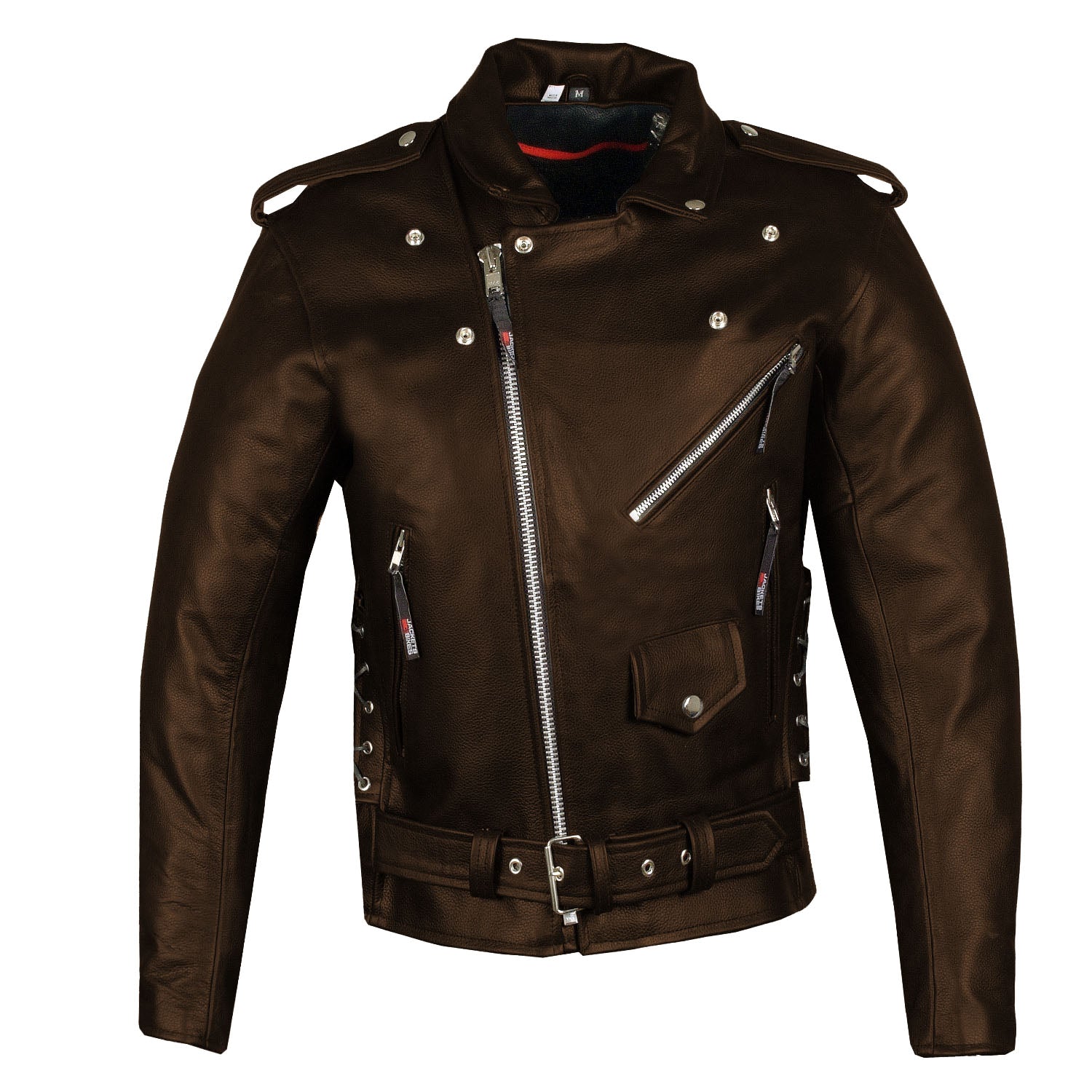 Men s ICONIC Motorcycle Premium Leather Classic Side Lace Biker Jacket Brown