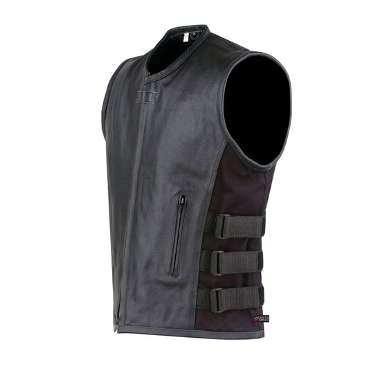 NEW BIKER MOTORCYCLE LEATHER VEST STYLISH BLACK