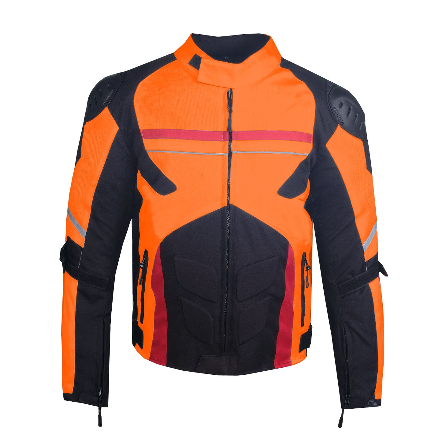 AirTrek Mens Mesh Motorcycle Touring Waterproof Rain Armor Biker Jacket Orange