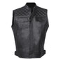 SOA Men's Leather Motorcycle Concealed Gun Pockets Biker Club Vest
