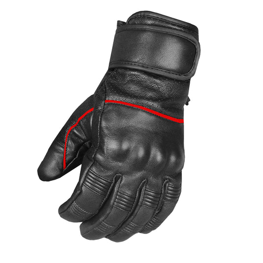 Men's New Motorcycle Leather Armor Gel Padded Ventilated Reflective Gloves Black Red