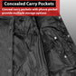 Men's Leather Motorcycle Concealed Gun Pockets Biker Club Vest Leather Denim