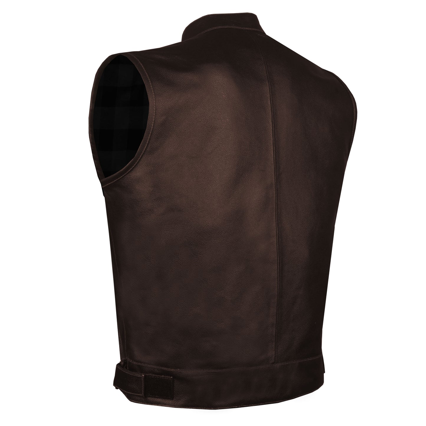 Men's ARMOR Leather SOA Anarchy Motorcycle Biker Club Concealed Carry Vest Coffee Brown