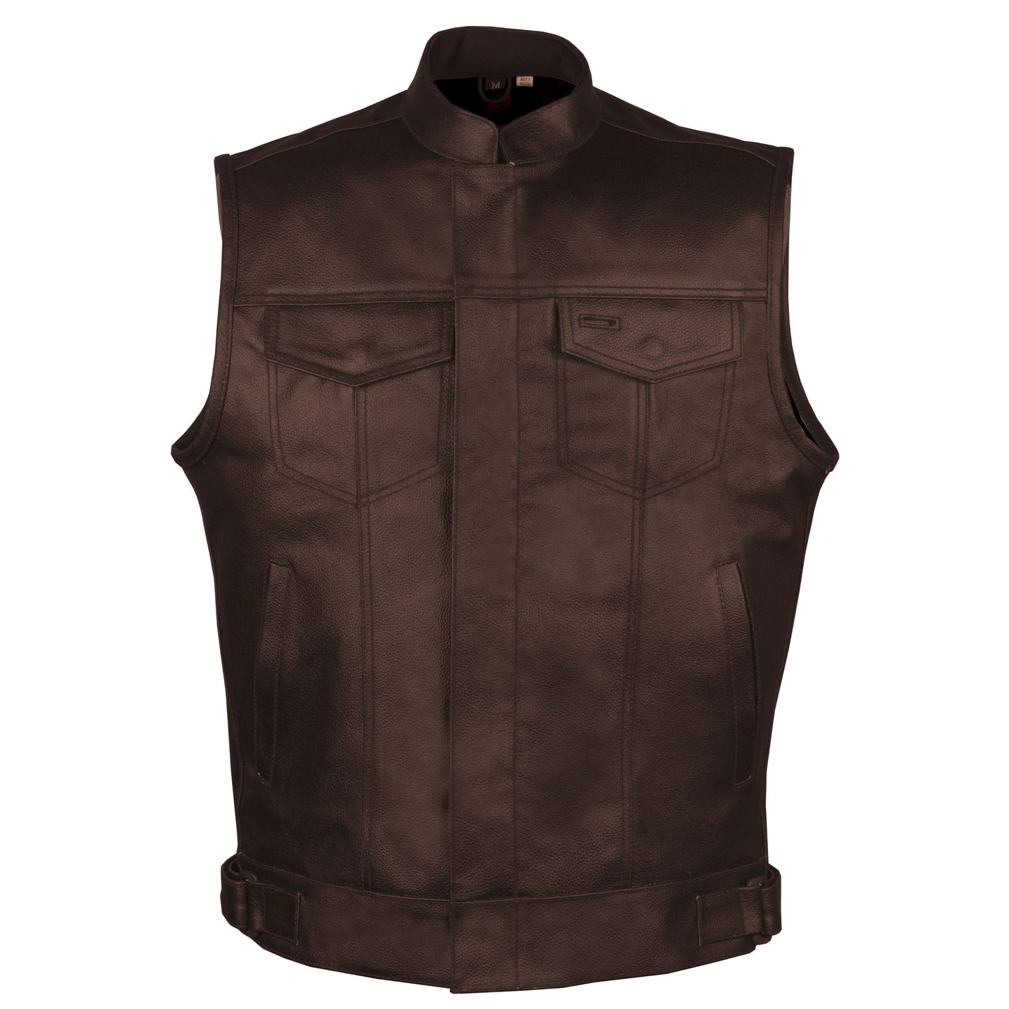 Men's ARMOR Leather SOA Anarchy Motorcycle Biker Club Concealed Carry Vest Coffee Brown